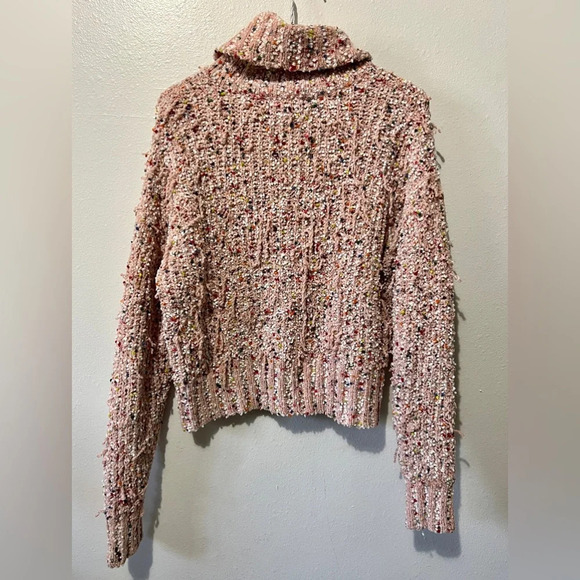 Confetti Fringe Pink Chunky Knit Sweater - Medium - Picture 3 of 5
